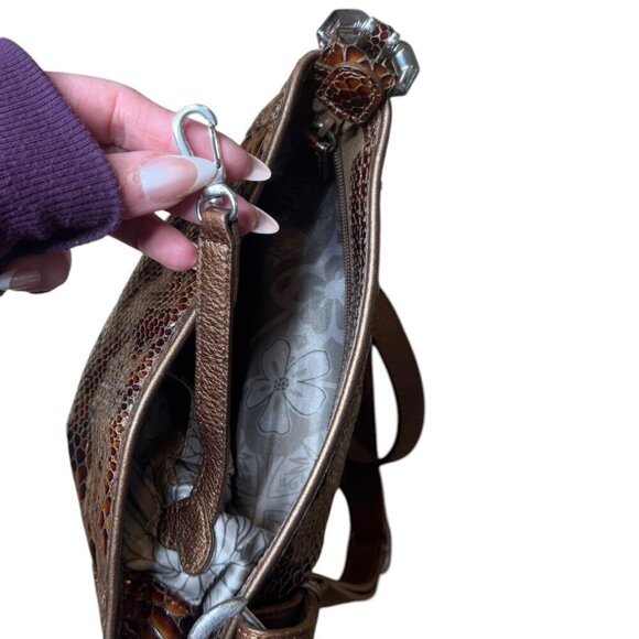 Brighton Brown Faux Snakeskin Crossbody Bag - Picture 5 of 10